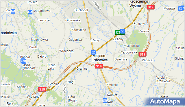 mapa Miejsce Piastowe, Miejsce Piastowe na mapie Targeo