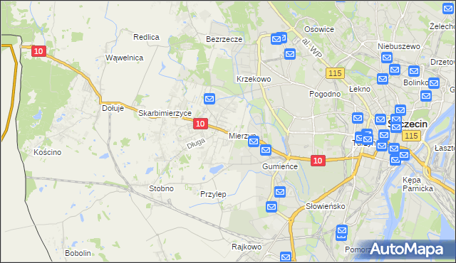 mapa Mierzyn gmina Dobra (Szczecińska), Mierzyn gmina Dobra (Szczecińska) na mapie Targeo