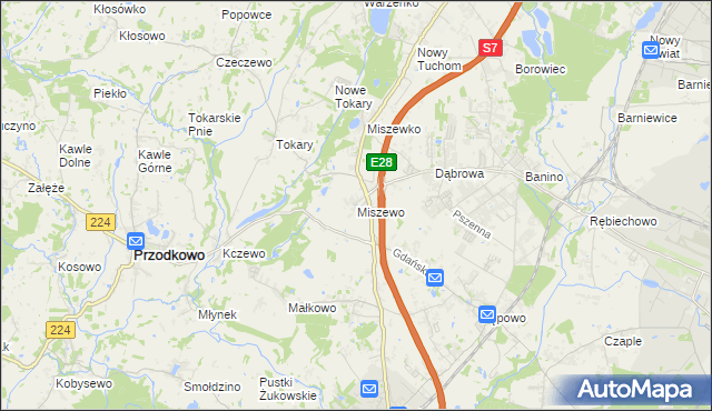 mapa Miszewo gmina Żukowo, Miszewo gmina Żukowo na mapie Targeo