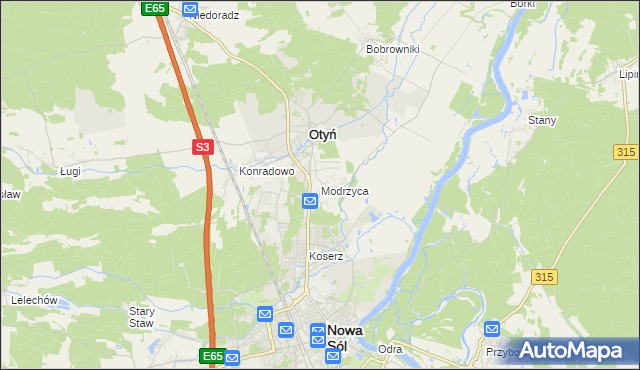 mapa Modrzyca, Modrzyca na mapie Targeo