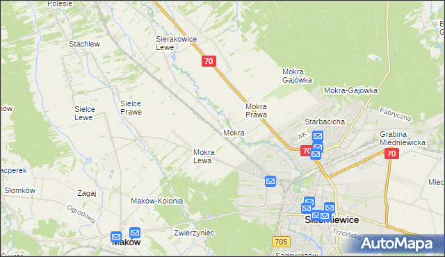 mapa Mokra gmina Skierniewice, Mokra gmina Skierniewice na mapie Targeo