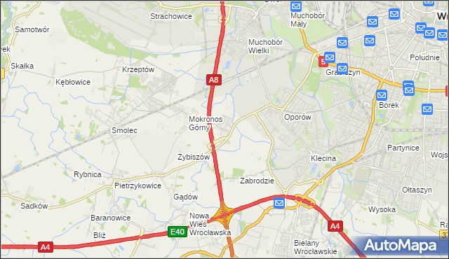 mapa Mokronos Dolny, Mokronos Dolny na mapie Targeo