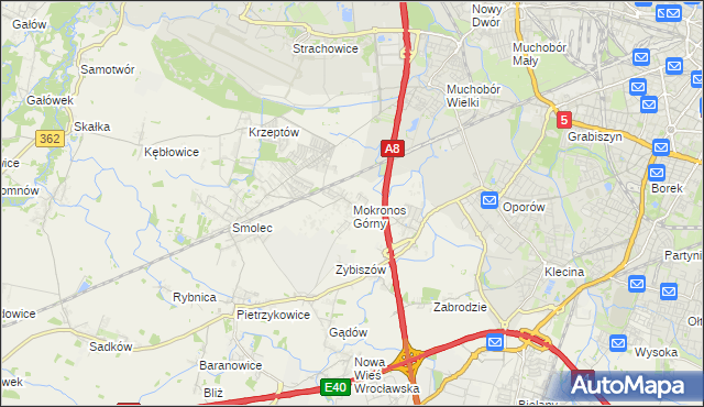 mapa Mokronos Górny, Mokronos Górny na mapie Targeo