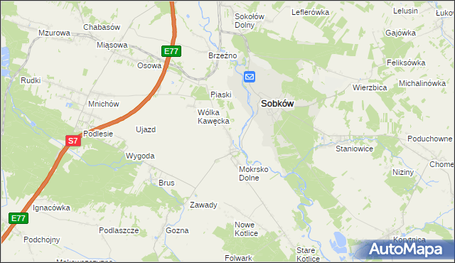 mapa Mokrsko Górne, Mokrsko Górne na mapie Targeo