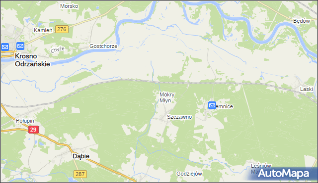 mapa Mokry Młyn, Mokry Młyn na mapie Targeo