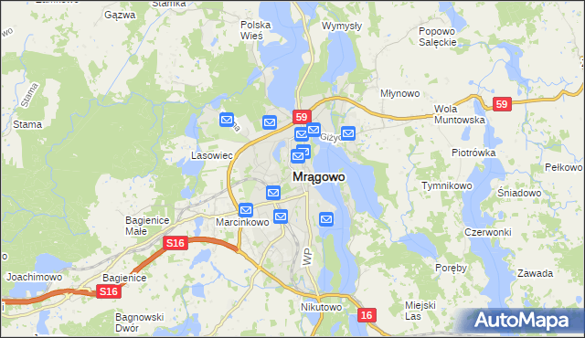 mapa Mrągowo, Mrągowo na mapie Targeo