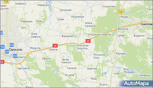 mapa Mroczków Gościnny, Mroczków Gościnny na mapie Targeo