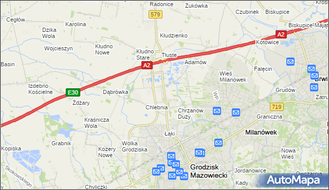 mapa Natolin gmina Grodzisk Mazowiecki, Natolin gmina Grodzisk Mazowiecki na mapie Targeo