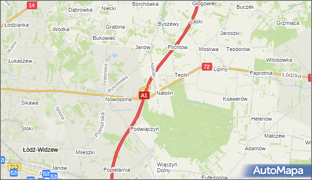 mapa Natolin gmina Nowosolna, Natolin gmina Nowosolna na mapie Targeo