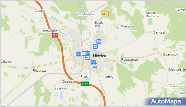 mapa Nidzica, Nidzica na mapie Targeo