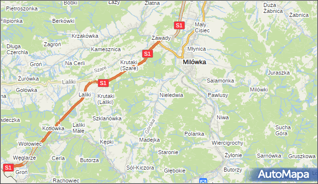 mapa Nieledwia, Nieledwia na mapie Targeo