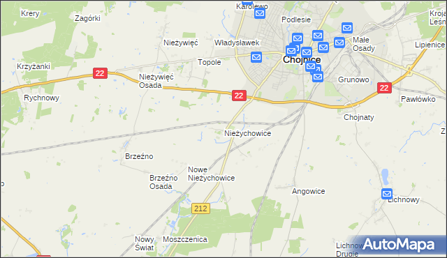 mapa Nieżychowice, Nieżychowice na mapie Targeo