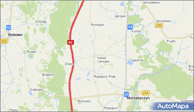 mapa Nowa Cerkiew gmina Morzeszczyn, Nowa Cerkiew gmina Morzeszczyn na mapie Targeo