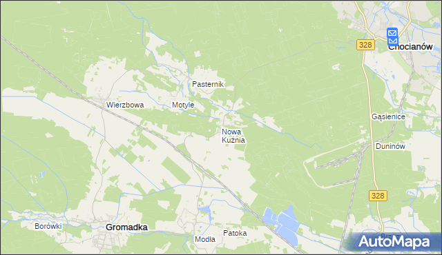 mapa Nowa Kuźnia gmina Gromadka, Nowa Kuźnia gmina Gromadka na mapie Targeo