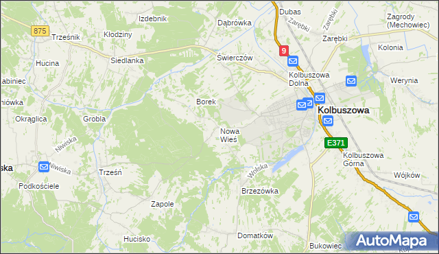 mapa Nowa Wieś gmina Kolbuszowa, Nowa Wieś gmina Kolbuszowa na mapie Targeo