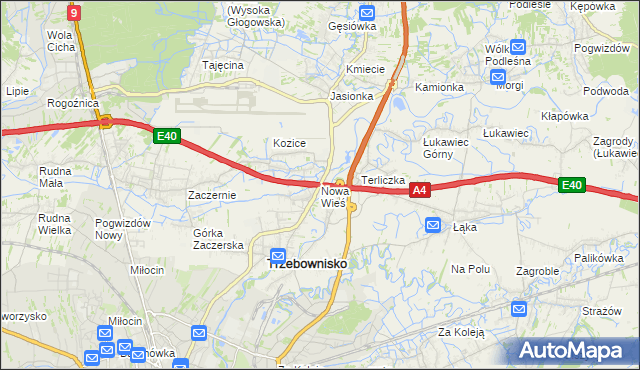 mapa Nowa Wieś gmina Trzebownisko, Nowa Wieś gmina Trzebownisko na mapie Targeo