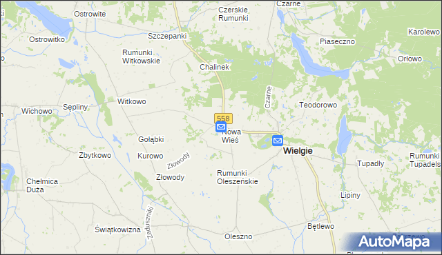 mapa Nowa Wieś gmina Wielgie, Nowa Wieś gmina Wielgie na mapie Targeo