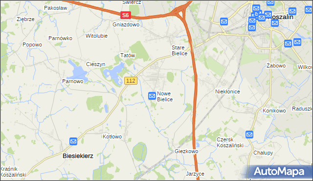 mapa Nowe Bielice, Nowe Bielice na mapie Targeo