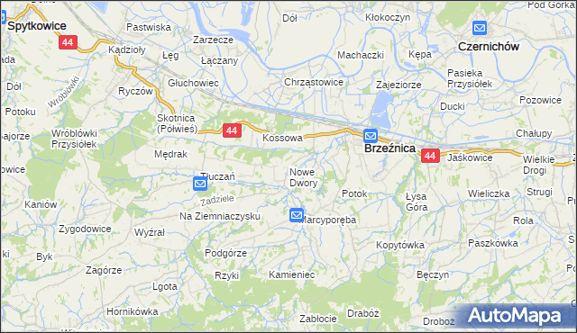 mapa Nowe Dwory gmina Brzeźnica, Nowe Dwory gmina Brzeźnica na mapie Targeo