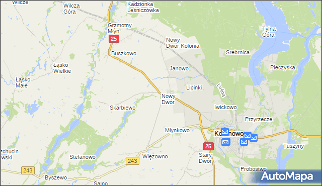 mapa Nowy Dwór gmina Koronowo, Nowy Dwór gmina Koronowo na mapie Targeo