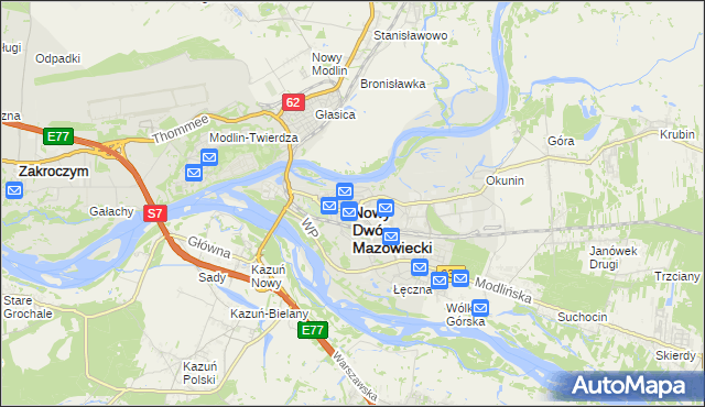 mapa Nowy Dwór Mazowiecki, Nowy Dwór Mazowiecki na mapie Targeo