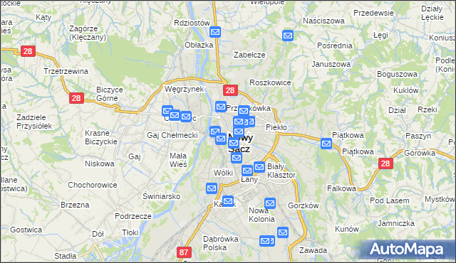 mapa Nowego Sącza, Nowy Sącz na mapie Targeo
