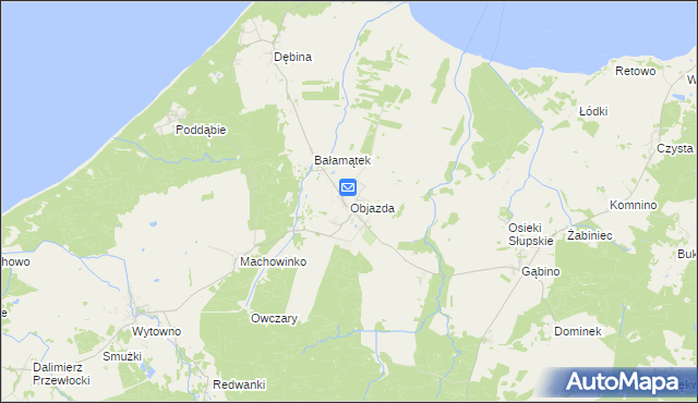mapa Objazda gmina Ustka, Objazda gmina Ustka na mapie Targeo