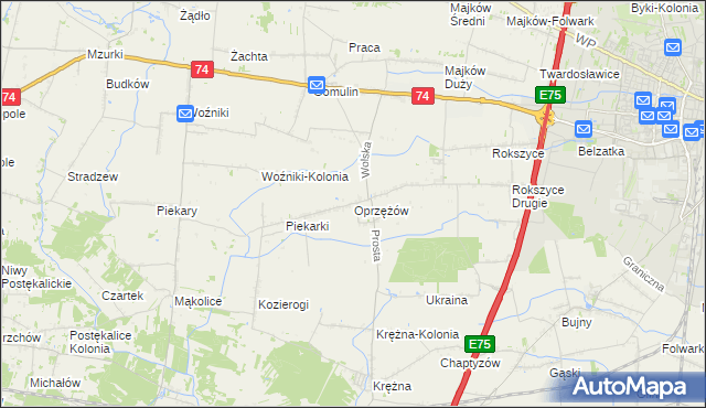 mapa Oprzężów, Oprzężów na mapie Targeo