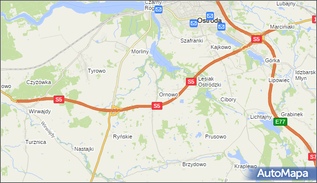mapa Ornowo, Ornowo na mapie Targeo