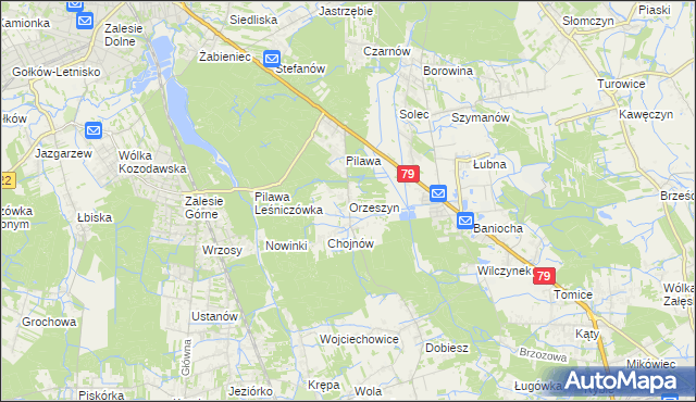 mapa Orzeszyn, Orzeszyn na mapie Targeo