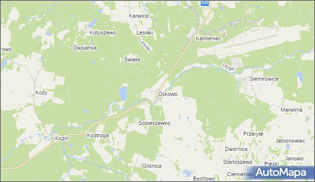 mapa Oskowo, Oskowo na mapie Targeo