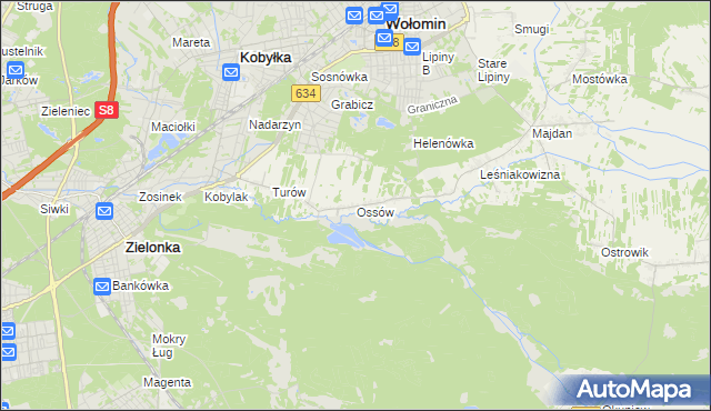 mapa Ossów, Ossów na mapie Targeo