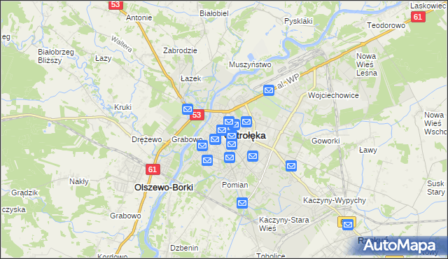 mapa Ostrołęka, Ostrołęka na mapie Targeo