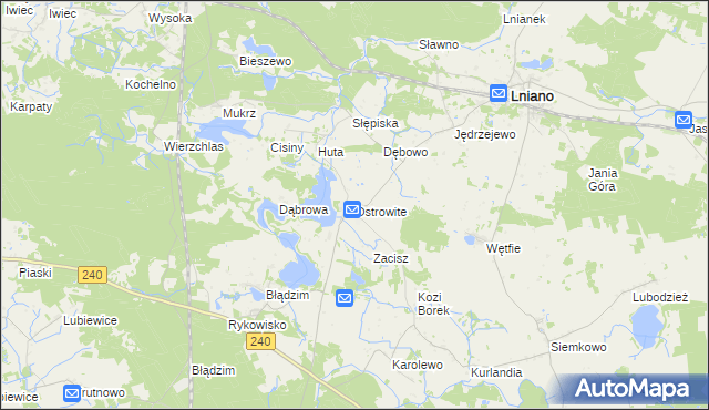 mapa Ostrowite gmina Lniano, Ostrowite gmina Lniano na mapie Targeo