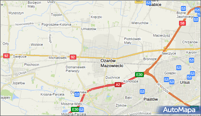 mapa Ożarów Mazowiecki, Ożarów Mazowiecki na mapie Targeo