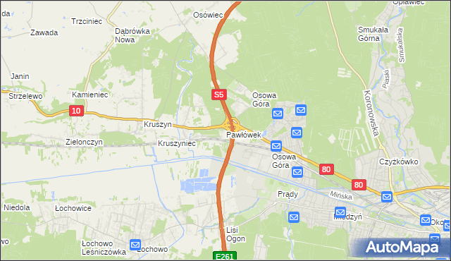 mapa Pawłówek gmina Sicienko, Pawłówek gmina Sicienko na mapie Targeo