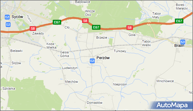 mapa Perzów, Perzów na mapie Targeo