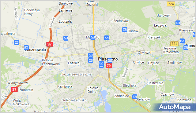 mapa Piaseczno, Piaseczno na mapie Targeo