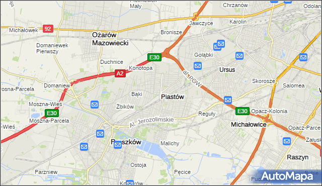 mapa Piastów powiat pruszkowski, Piastów powiat pruszkowski na mapie Targeo