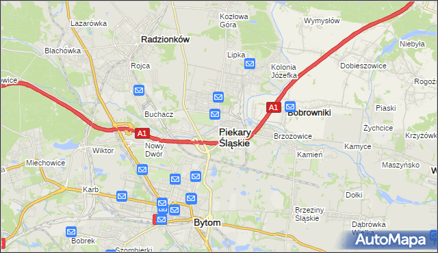 mapa Piekary Śląskie, Piekary Śląskie na mapie Targeo