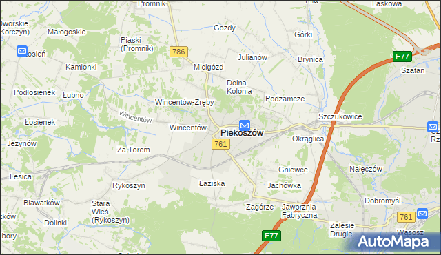 mapa Piekoszów, Piekoszów na mapie Targeo