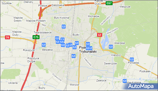 mapa Piotrków Trybunalski, Piotrków Trybunalski na mapie Targeo