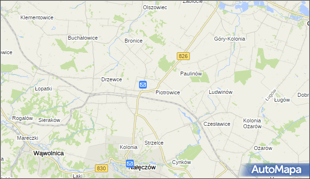 mapa Piotrowice gmina Nałęczów, Piotrowice gmina Nałęczów na mapie Targeo