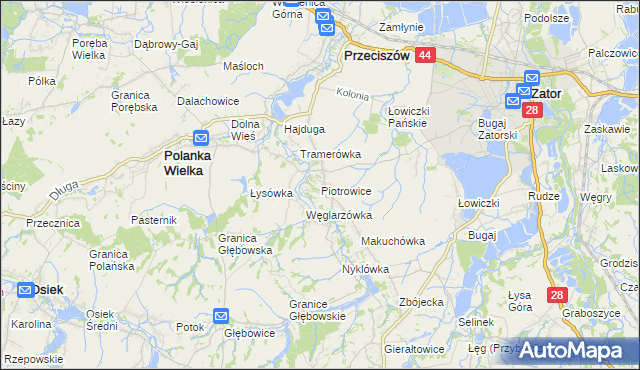 mapa Piotrowice gmina Przeciszów, Piotrowice gmina Przeciszów na mapie Targeo