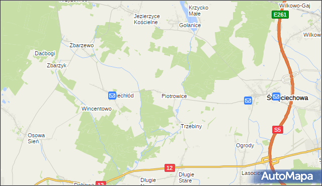 mapa Piotrowice gmina Święciechowa, Piotrowice gmina Święciechowa na mapie Targeo