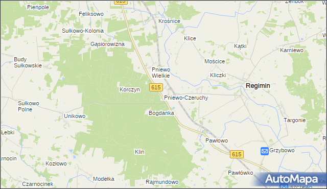mapa Pniewo-Czeruchy, Pniewo-Czeruchy na mapie Targeo