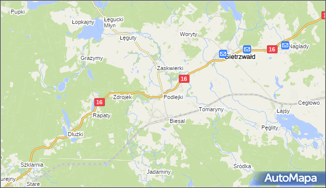 mapa Podlejki, Podlejki na mapie Targeo
