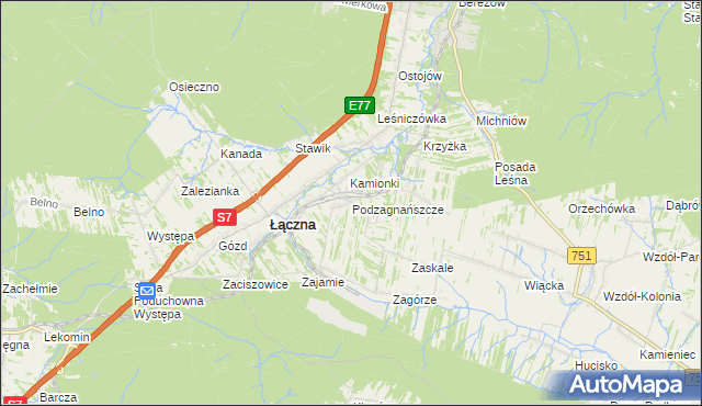 mapa Podzagnańszcze, Podzagnańszcze na mapie Targeo
