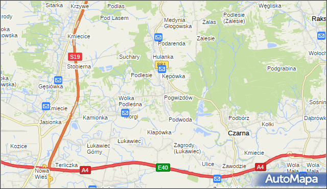 mapa Pogwizdów gmina Czarna, Pogwizdów gmina Czarna na mapie Targeo