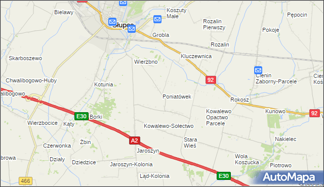 mapa Poniatówek gmina Słupca, Poniatówek gmina Słupca na mapie Targeo